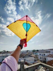 person holding a kite